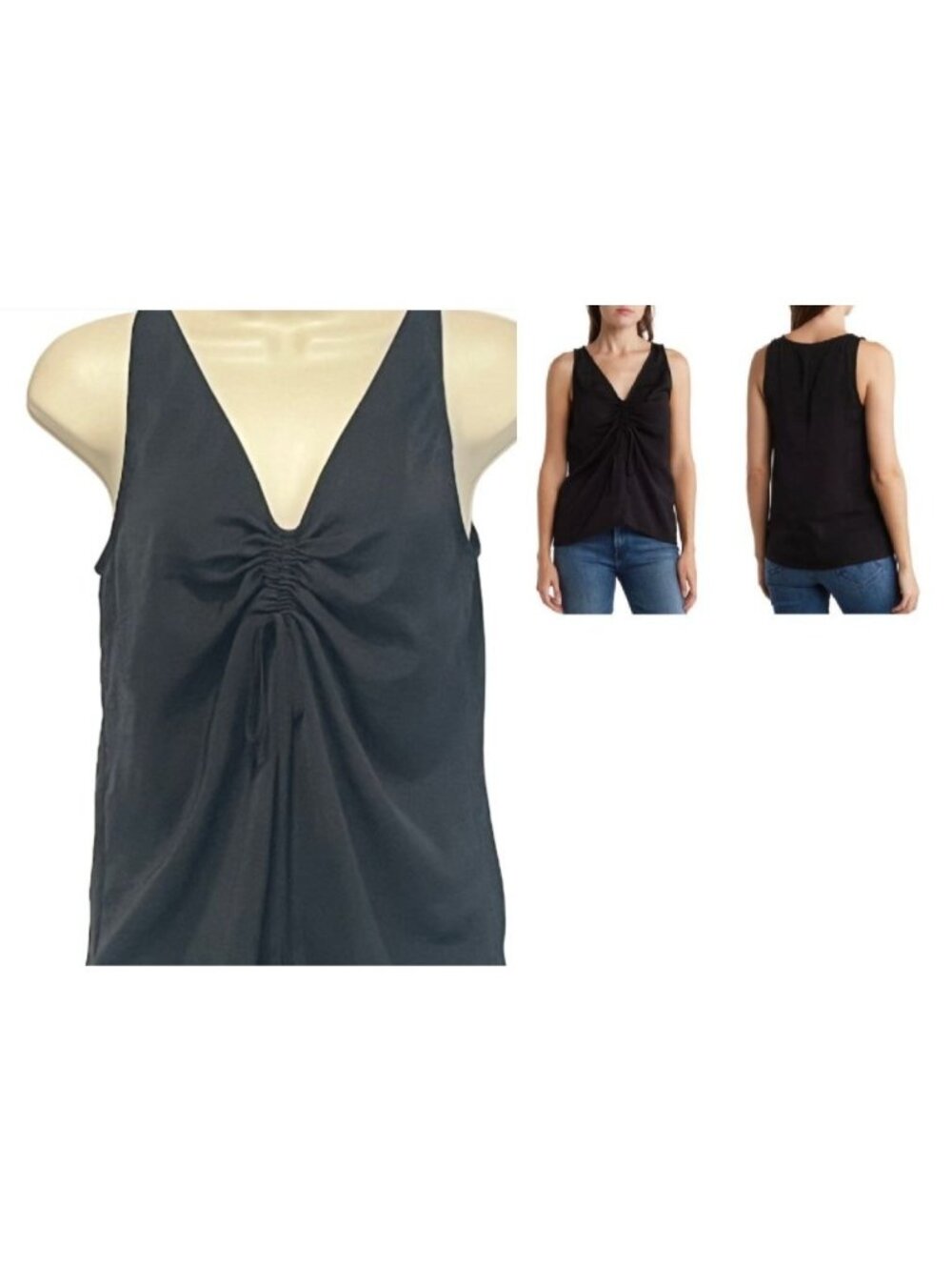 Melrose and Market Cinched Front Top In  Black, XXS